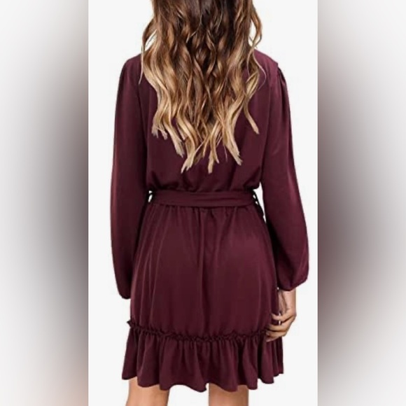 Alaster Queen Cotton Long Sleeve Mini Dress Burgundy size Medium - Picture 2 of 8